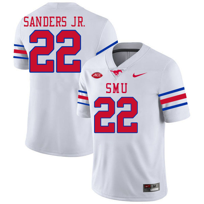 SMU Mustangs #22 Cale Sanders Jr. College Football Jerseys Stitched Sale-White